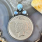 Genuine 1926 90% Peace Silver Dollar Coin Golden Hill Turquoise Unisex Pendant