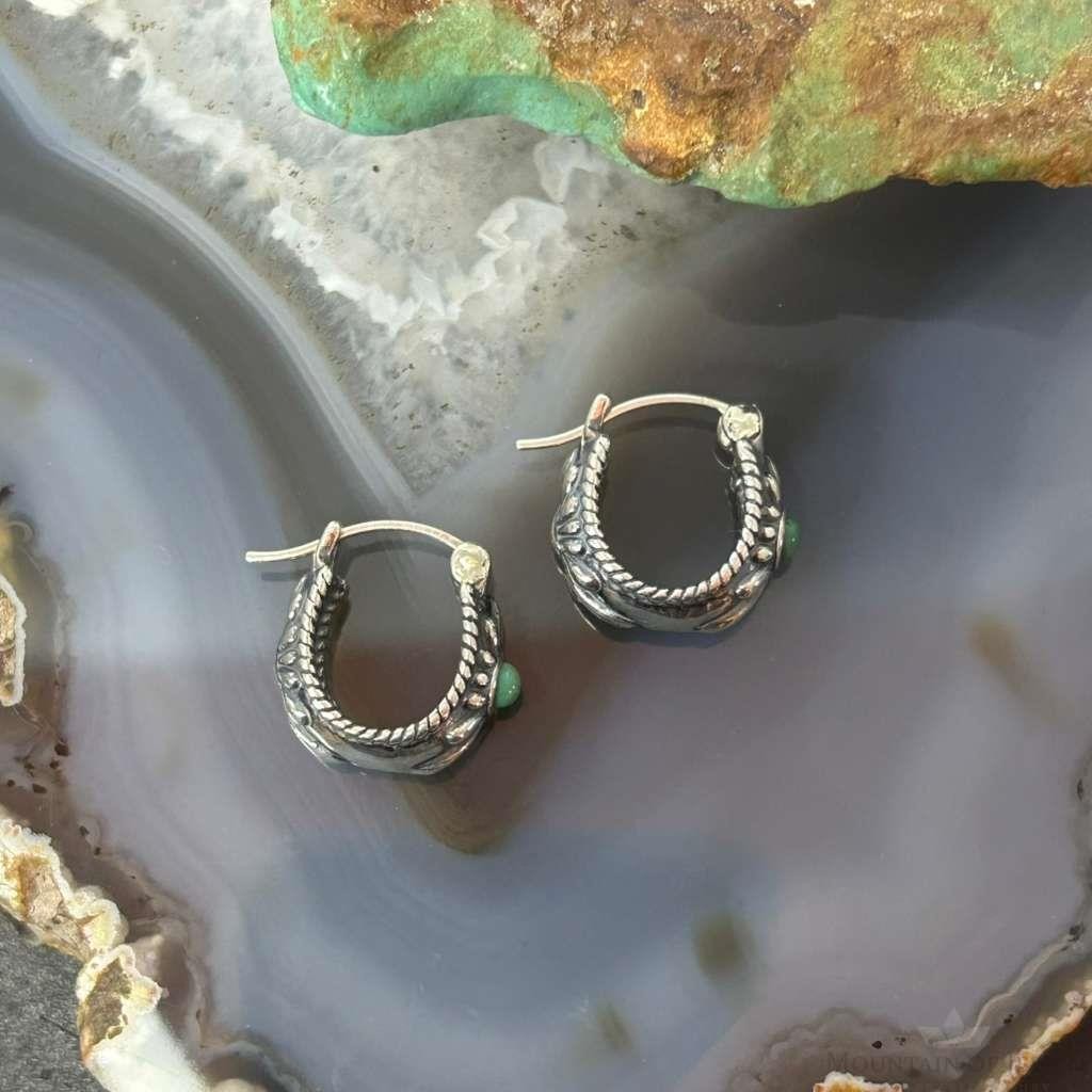 Carolyn Pollack Sterling Silver Round Green Turquoise Hoop Earrings For Women