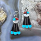 Clayton Vacit Zuni Silver Multistone Inlay Sunface Dangle Earrings For Women