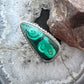 Sterling Silver Southwestern Style Elongated Teardrop Malachite Decorated Ring Size 9 For Women