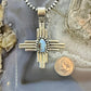 Sterling Silver Southwestern Style Teardrop Golden Hill Turquoise Zia Pendant