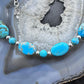 Carolyn Pollack Sterling Silver Flat Oval Turquoise Adjustable Beaded Necklace For Women