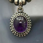 Sterling Silver Southwestern Style Oval Amethyst Decorated Charm/Pendant For Women