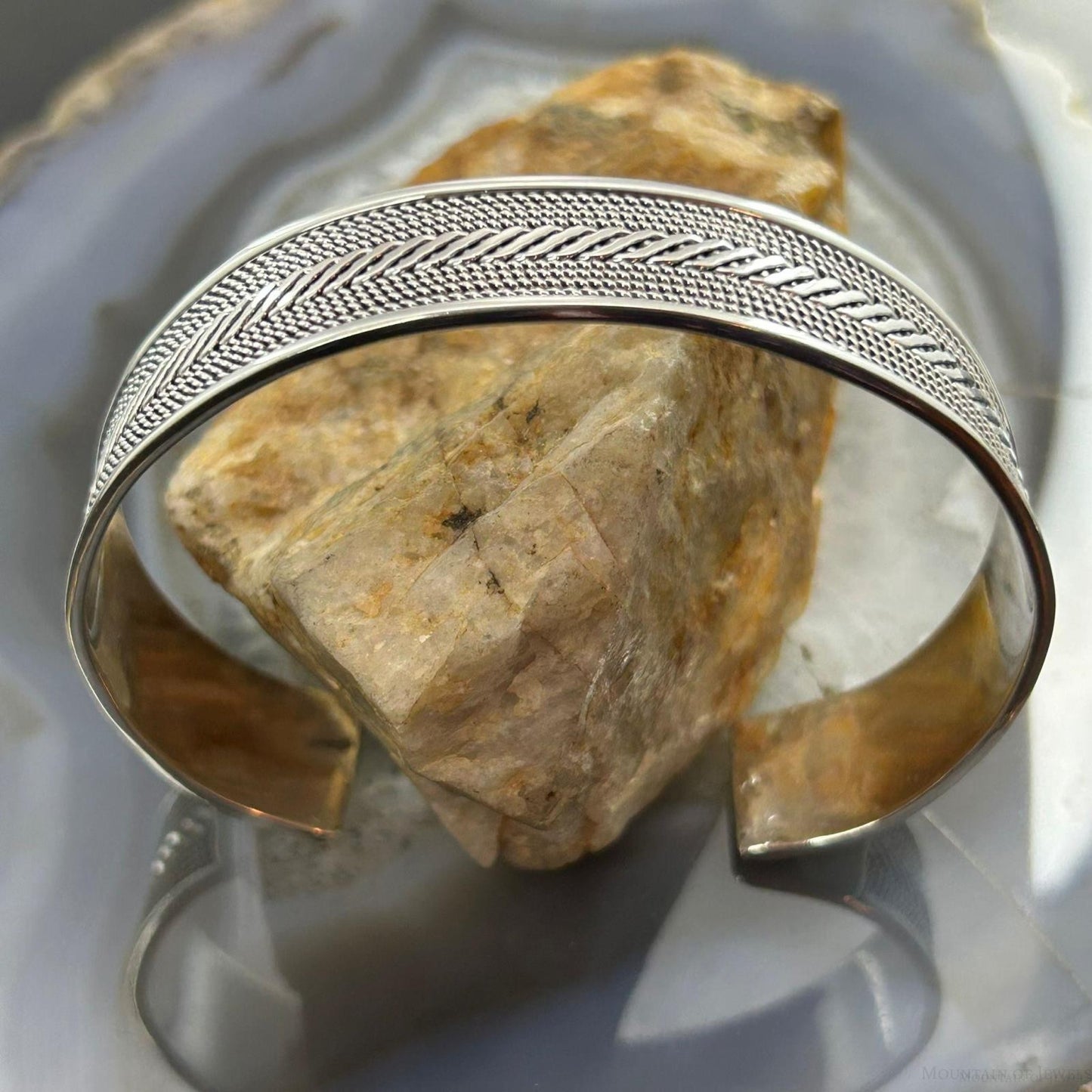 Sterling Silver Flexible & Adjutable Woven Decorated Fashion Bracelet For Women