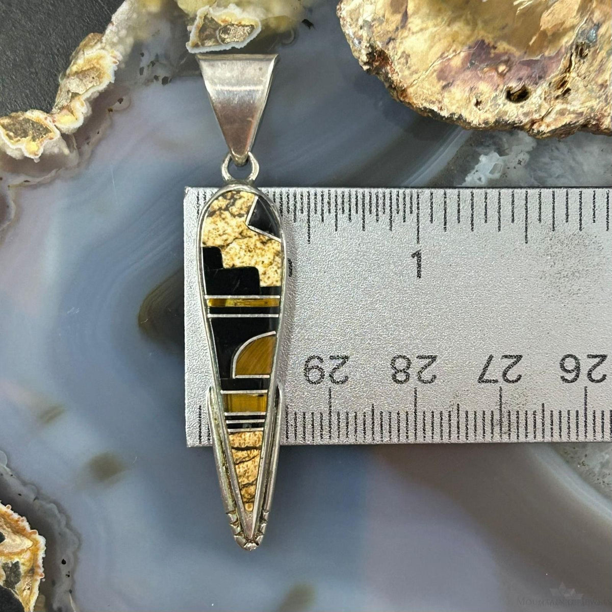 David Rosales Supersmith, Inc Sterling Silver Native Earth Multi Stone Inlay Unisex Pendant