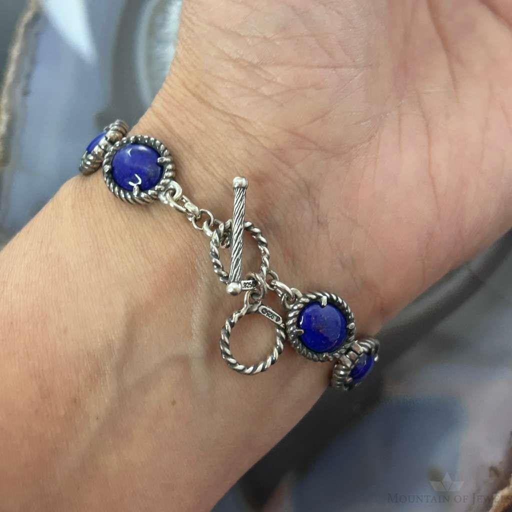 Carolyn Pollack Sterling Silver Lapis & Red Jasper Double Sided Toggle Link Bracelet