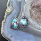 Native American Sterling Silver Turquoise & Spiny Oyster Composite Dangle Earrings For Women