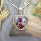 Sterling Silver Southwestern Style Purple Dahlia Heart Pendant For Women