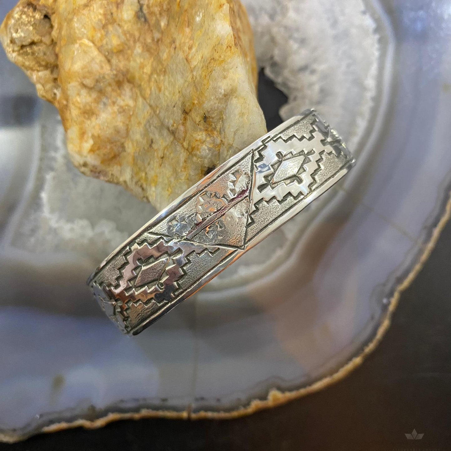 Elgin Hoskey Vintage Native American SW Motif Stamped Bracelet For Women