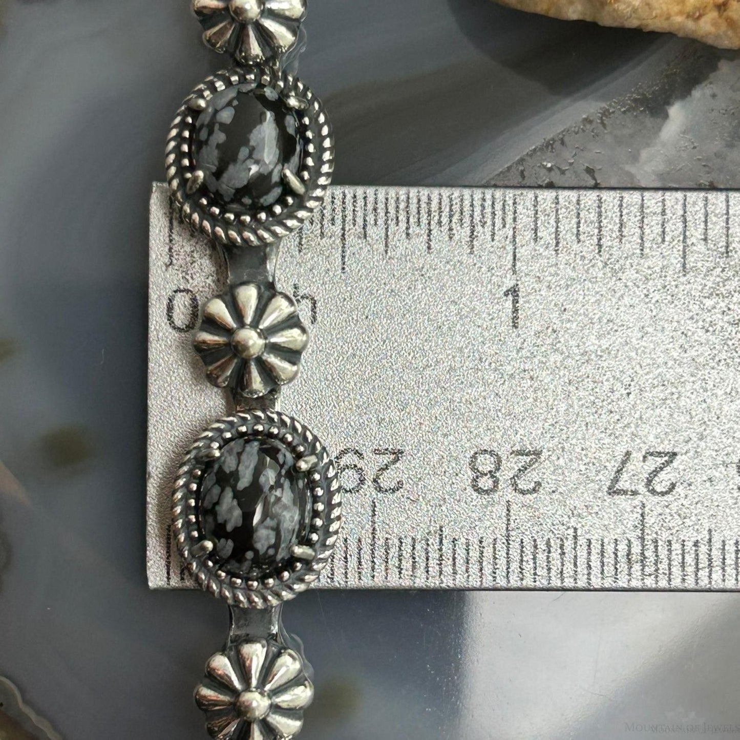 Carolyn Pollack Sterling Silver 7 Oval Snowflake Obsidian Bracelet For Women