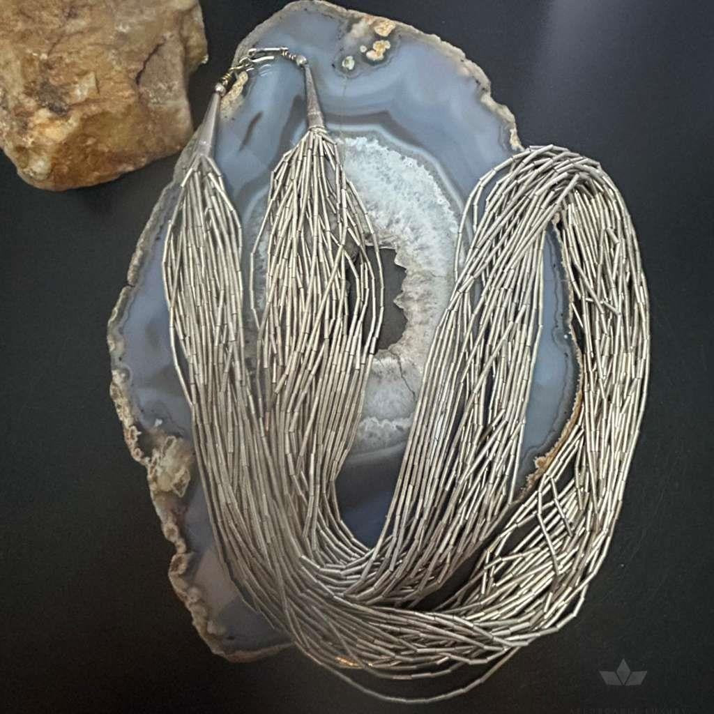 Vintage Sterling Silver 27 Strand Liquid Silver 28" Necklace For Women