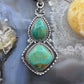 Sterling Silver Southwestern Style 2 Turquoise Decorated Pendant For Women