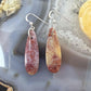 Sterling Silver Teardrop Plum Moss Agate Slab Dangle Earrings For Women #507