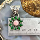 Native American Sterling Silver Pink Conch &Chalcedony Cluster Pendant For Women