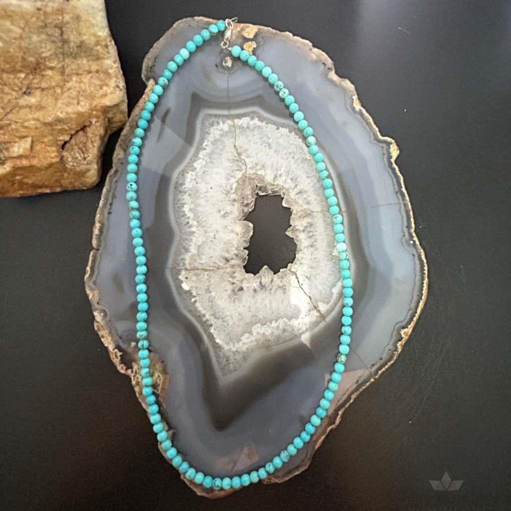 Sterling Silver Southwestern Style 4mm Turquoise Beads 20" Necklace For Women