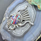 Vintage Ken Jones Native American Sterling Silver Sandcast Inlay Belt Buckle For Men