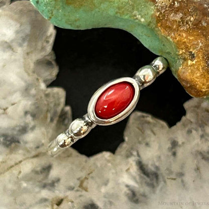 Carolyn Pollack Sterling Silver Oval Red Jasper Slim Ring For Women