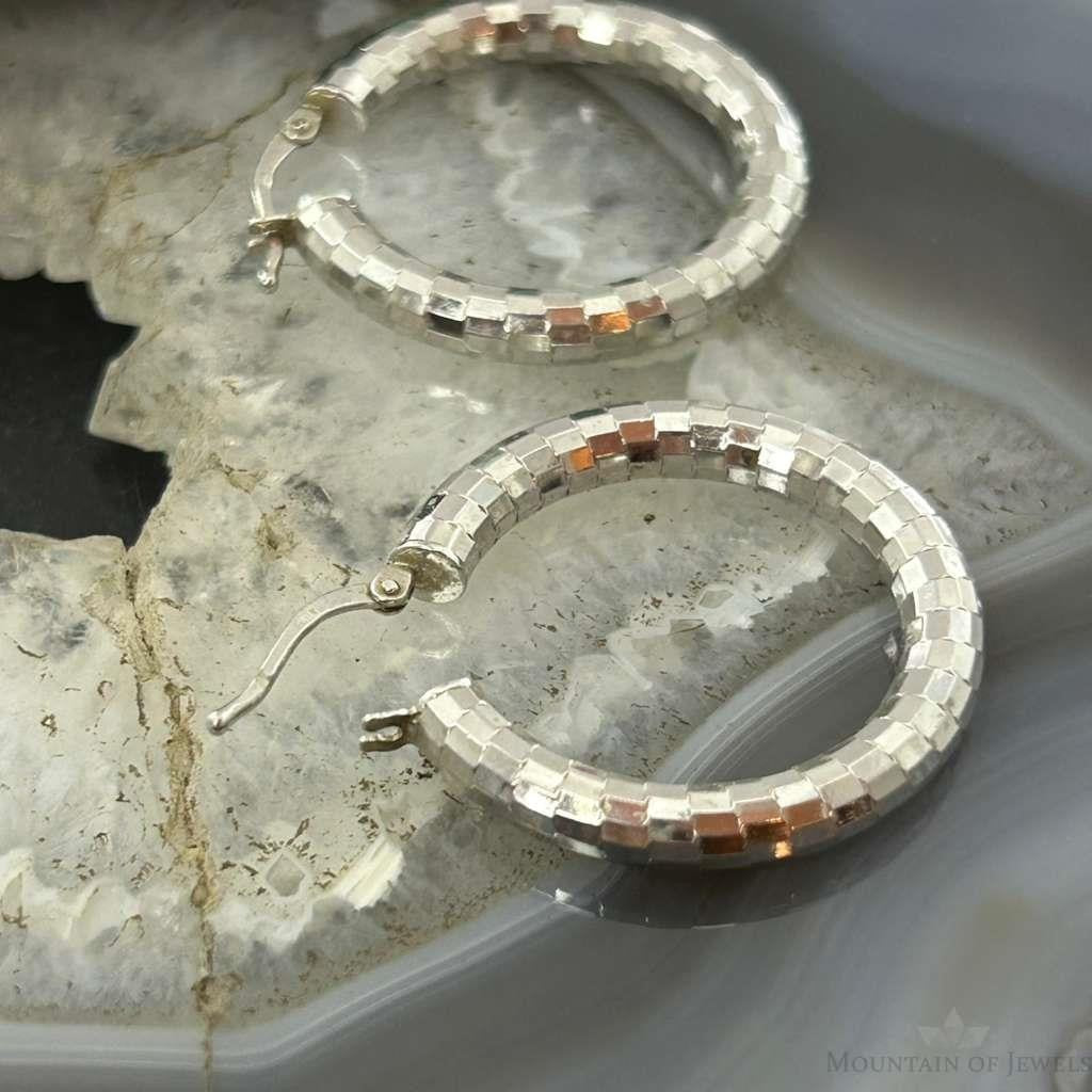 Sterling Silver Fashion Disco Ball Hoop Earrings For Women