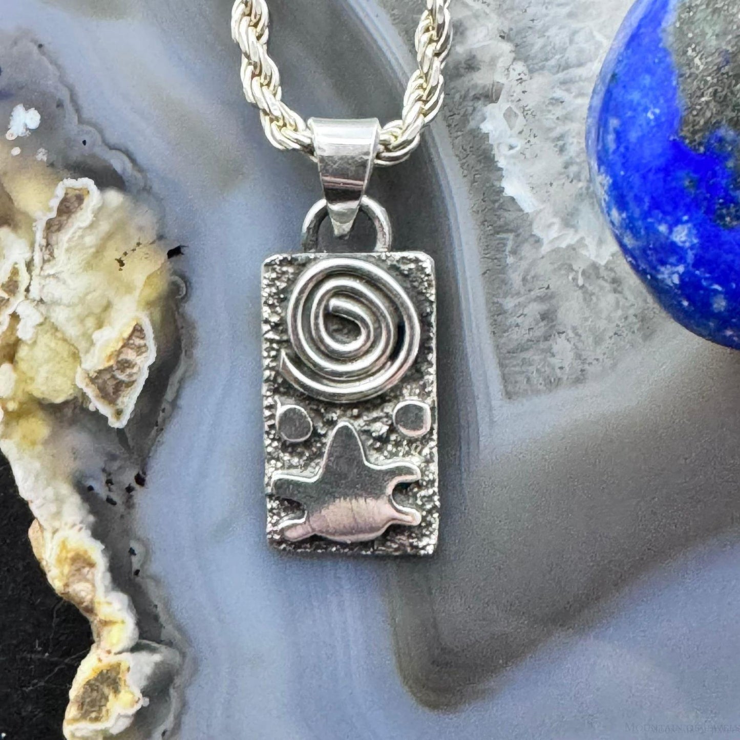 Alex Sanchez Native American Sterling Silver Petroglyph Dainty Pendant For Women #1