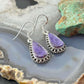 Sterling Silver Southwestern Style Teardrop Charoite Dangle Earrings For Women
