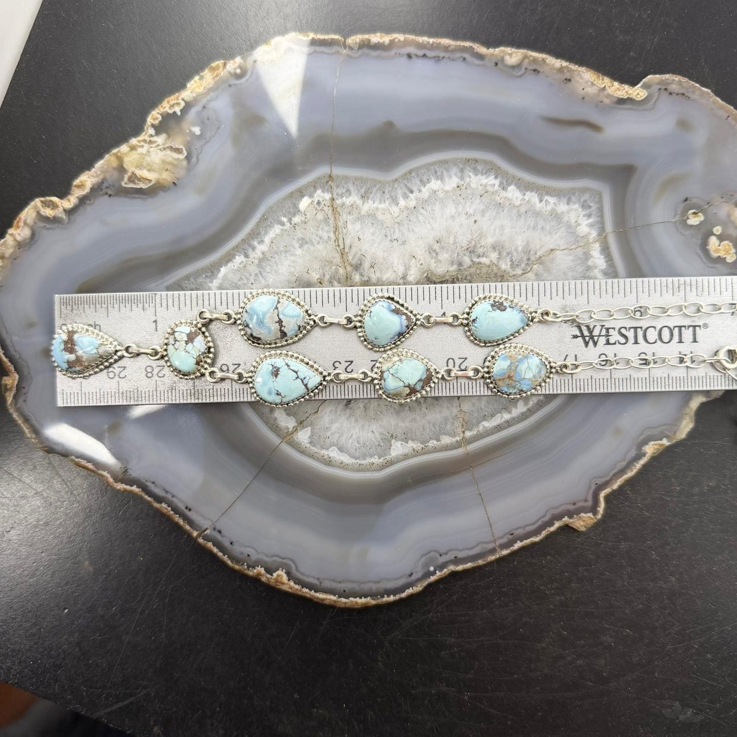 Sterling Silver Southwestern Style Golden Hill Turquoise Lariat 20" Necklace For Women