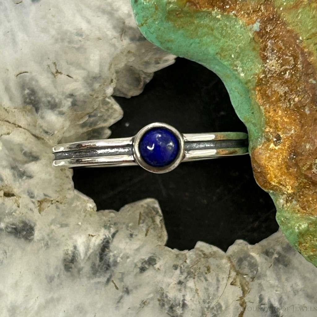 Carolyn Pollack Sterling Silver Rounded Lapis Slim Ring For Women