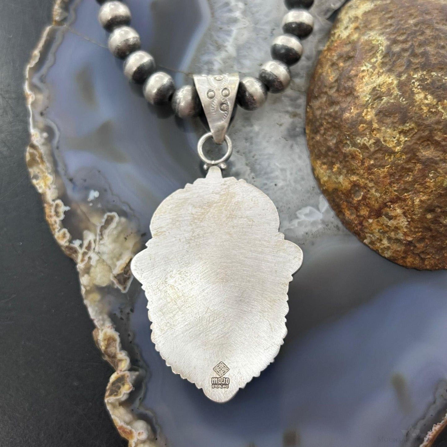 Sterling Silver Southwestern Style Oval Ruby Zoisite Pendant For Women