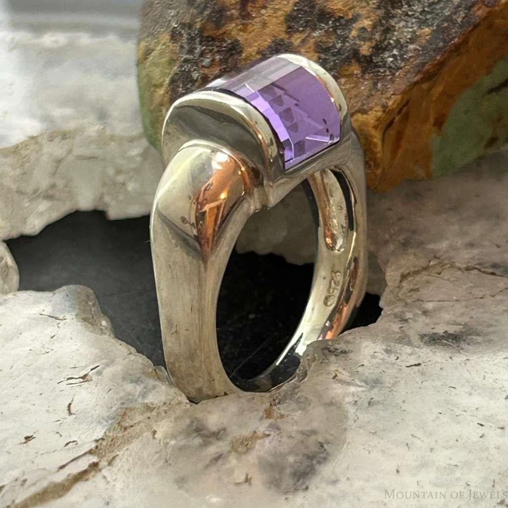 Carolyn Pollack Sterling Silver Amethyst Ring Size 7 & 7.75 For Women