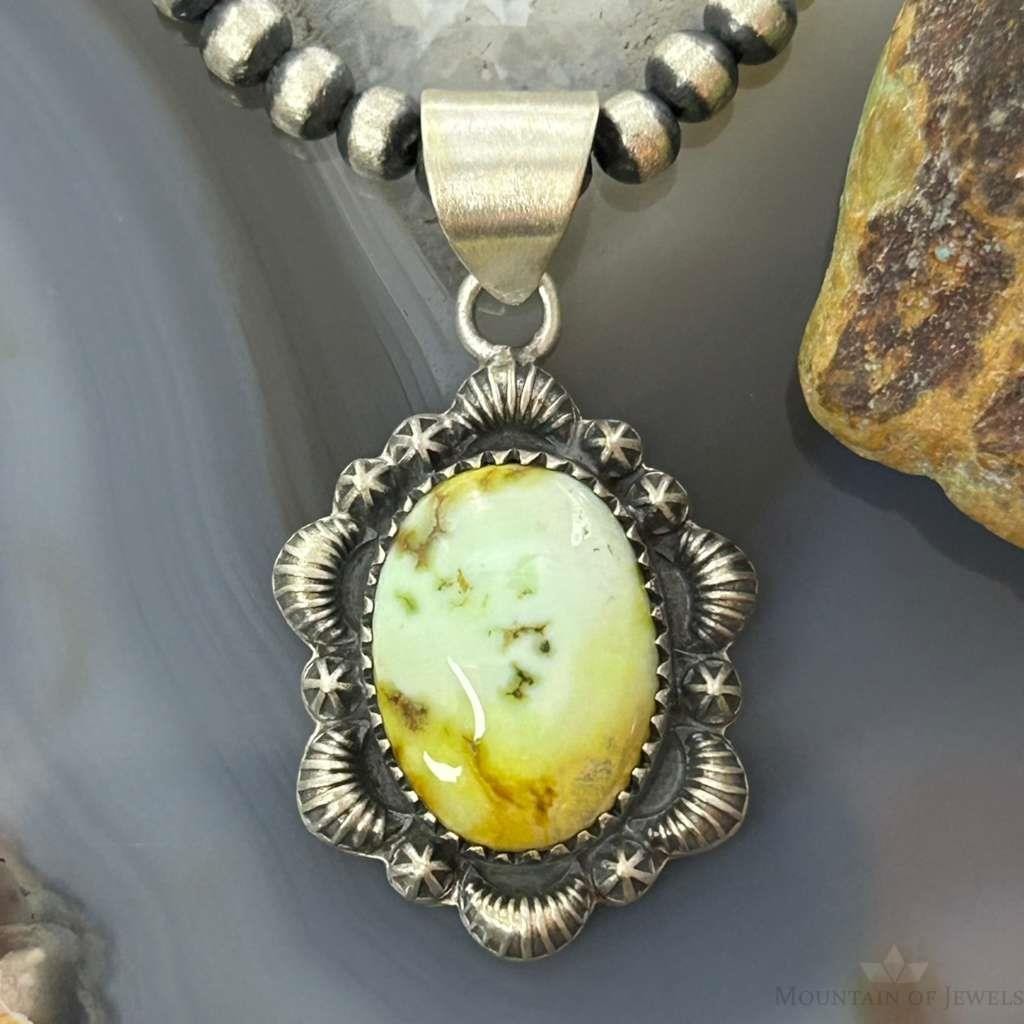 Sterling Silver Southwestern Style Oval Palomino Decorated Pendant For Women
