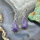 Sterling Silver Southwestern Style Teardrop Charoite Dangle Earrings For Women