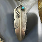 Chris Charley Native American Sterling Turquoise Dot Feather Unisex Pendant