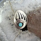 Brenda Boyd Native American Sterling Silver Bear Claw w/Turquoise Size 7.5 Ring For Women