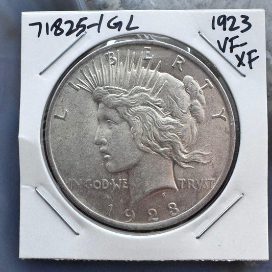 1923 US 90% Peace Silver Dollar VF-XF #71825-1GL STUNNING