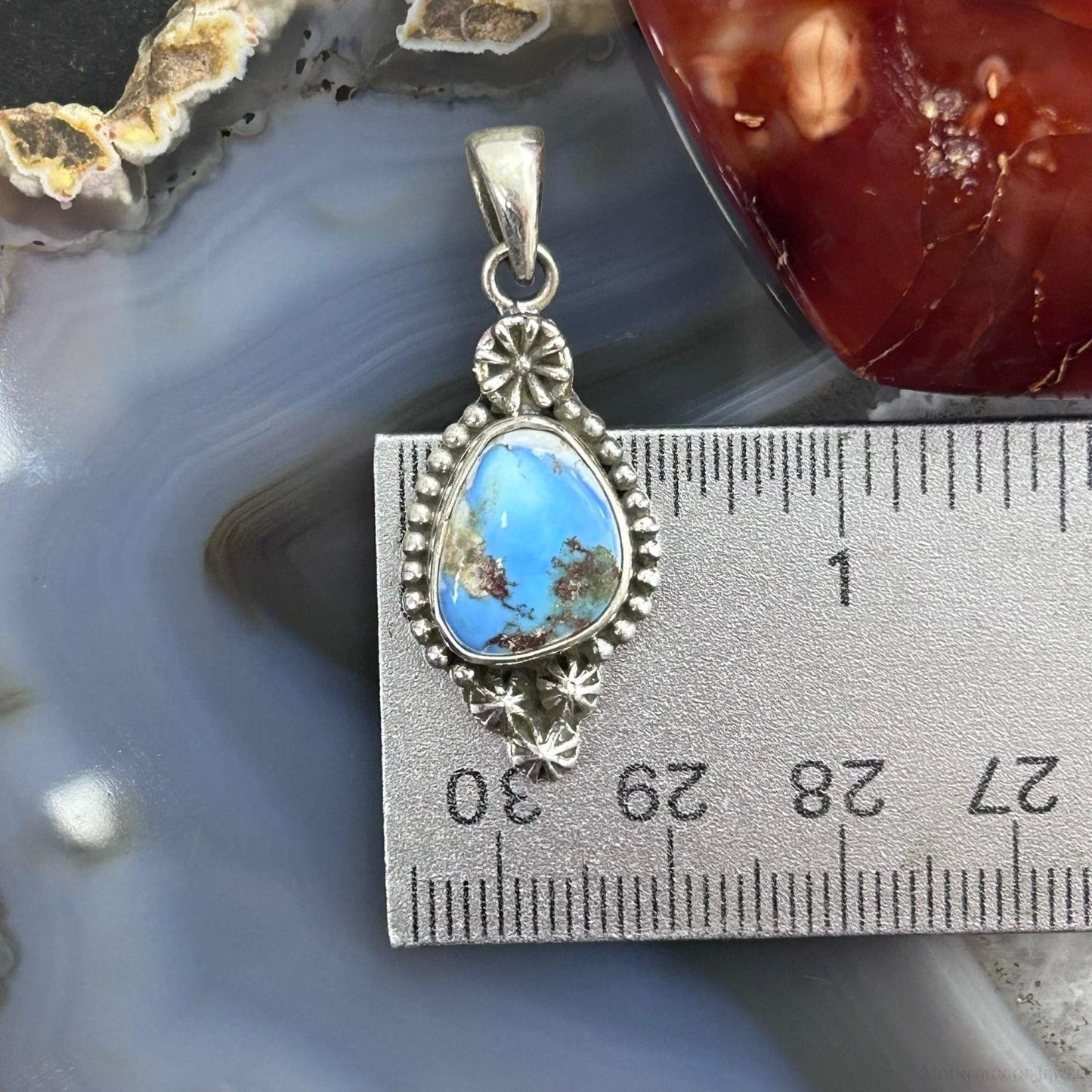 Sterling Silver Southwestern Style Golden Hill Turquoise Decorated Pendant For Women