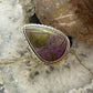 Sterling Silver Southwestern Style Teardrop Stichtite Decorated Ring Size 10.25 For Women
