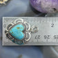 QT Quoc Sterling Silver Southwestern Style Turquoise Heart Pendant For Women