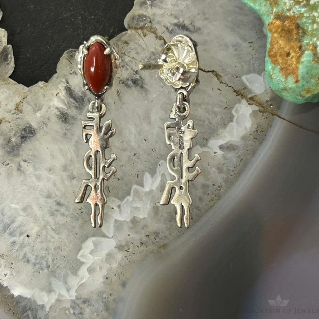 Carolyn Pollack Sterling Silver Red Jasper W/Kokopelli Dangle Earrings For Women