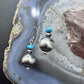 Native American Sterling Silver Navajo Pearl Bead w/Turquoise Dangle Earrings For Women