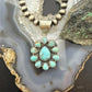 Sterling Silver Southwestern Style Teardrop Royston Turquoise Decorated Cluster Pendant