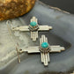 Sterling Silver Southwestern Style Round Mohave Turquoise Zia Dangle Earrings For Women