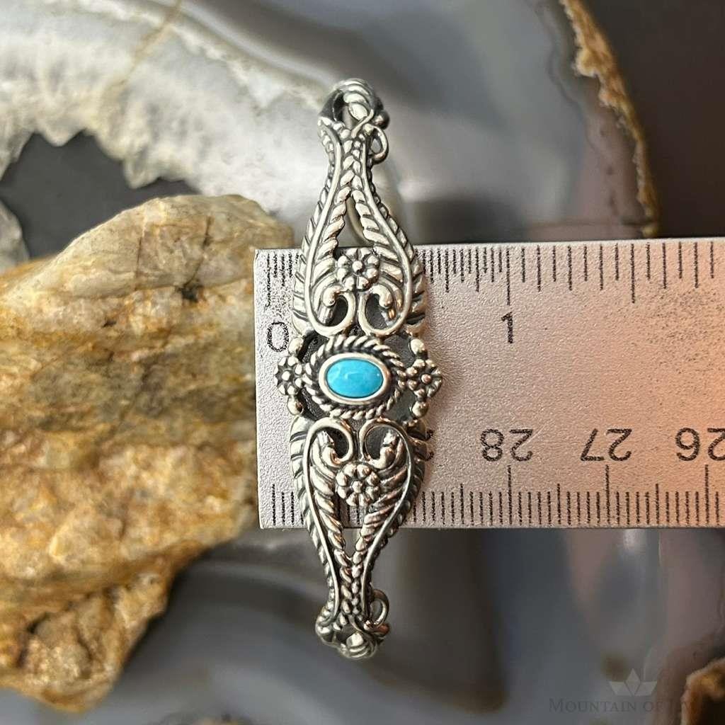 Carolyn Pollack Sterling Silver Turquoise Leaves & Floral Decorated Bracelet For Women