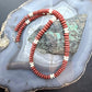 Sterling Silver Southwestern Style Red Jasper &Petrified Wood Beads Saucer 18" Necklace