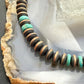 Southwestern Style Copper 7mm Navajo Pearl Saucer & Turquoise 18"-20" Necklace For Women