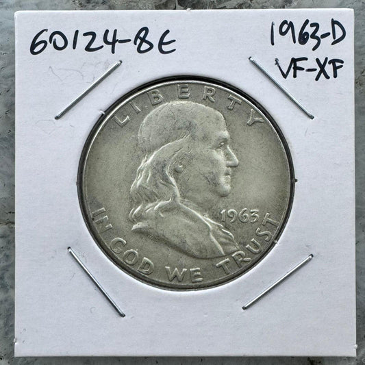 1963-D US Franklin Half Dollar 90% Silver VF-XF #60124-8E