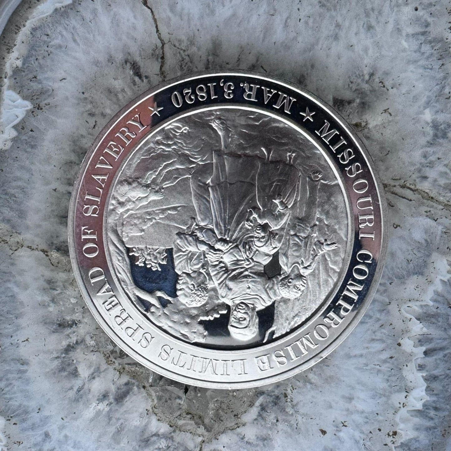 US March 3,1820 Missouri Compromise Limits Spread of Slavery .925 Silver Bullion