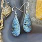 Sterling Silver Elongated Teardrop Blue Ice Jasper Slab Dangle Earrings For Women #205