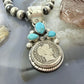 Genuine 1907 90% Silver Barber Head Dime Coin Mohave Turquoise Unisex Pendant