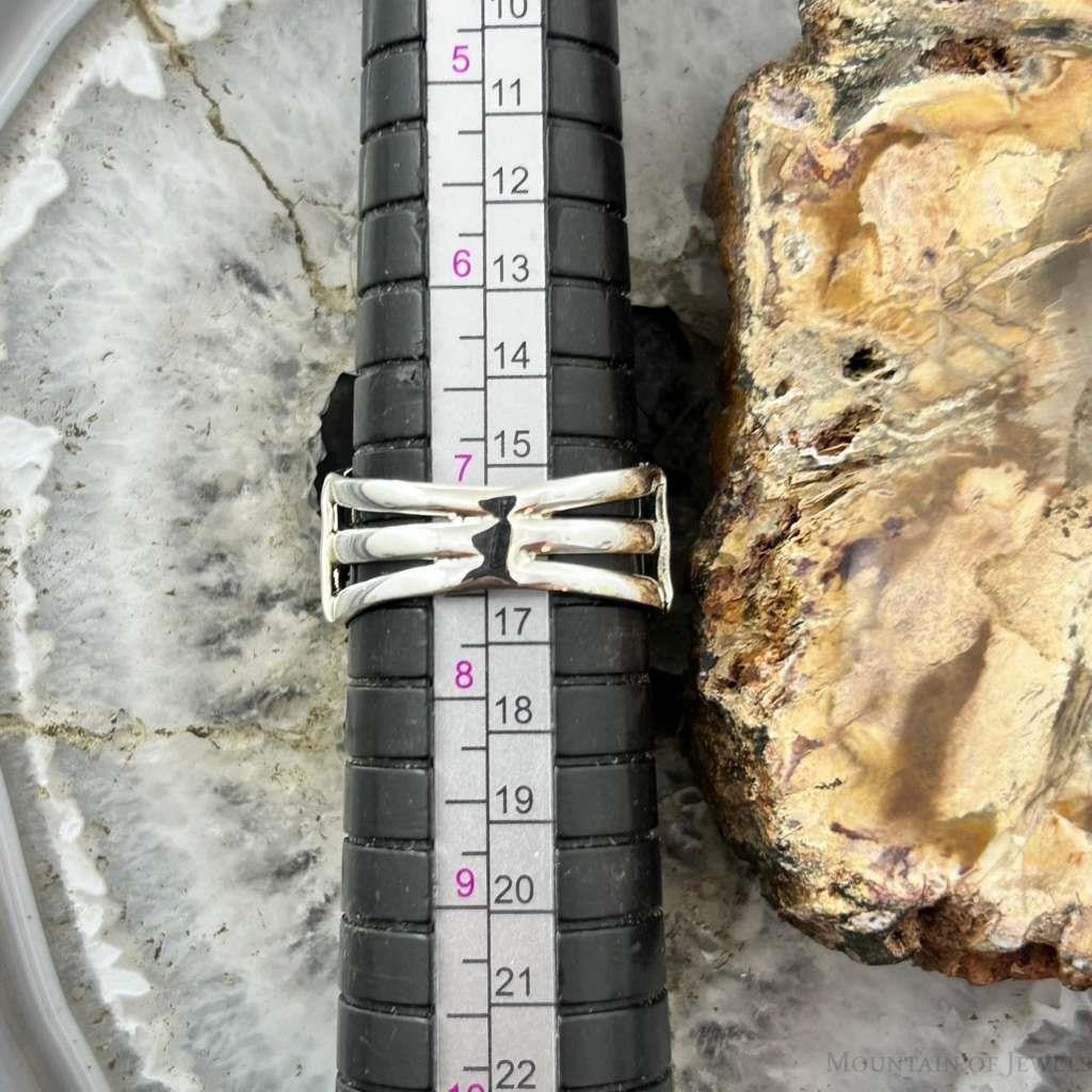 Sterling Silver Southwestern Style Oval Thulite Decorated Ring Size 7 For Women