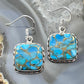 Sterling Silver Southwestern Style Blue Copper Turquoise Dangle Earrings For Women #1