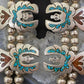 Vintage Native American Silver Chip Inlay Thunderbird Squash Blossom Necklace